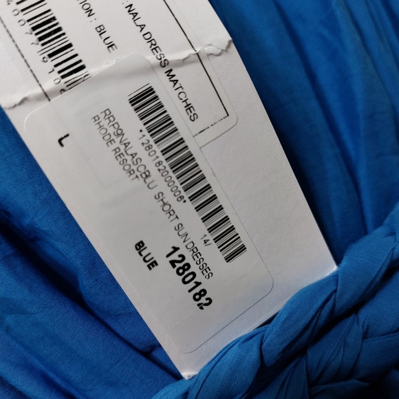 Rhode Resort Nala Scarlet Blue Short Sun Dress Size L vacation beach - Picture 14 of 16